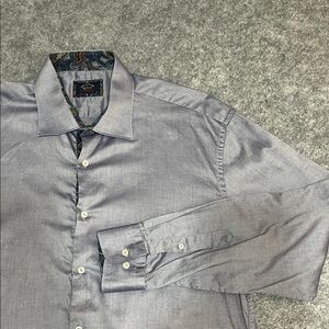 Paul & Shark Men’s Chambray Dress Shirt with Paisley Inner Collar